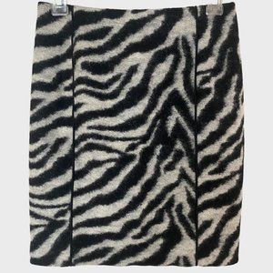 Ann Taylor Petite Zebra Print Wool Jacquard Mini Skirt Women's Size 2 Petite New
